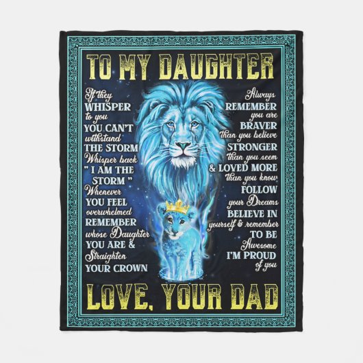 Couverture Polaire À Mon Don Lion Fille, Don De Lion Papa (Devant)