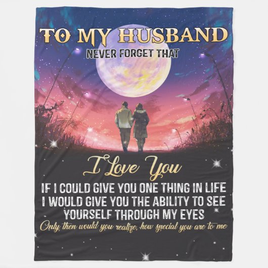 Couverture Polaire À Mon Mari Je T'Aime (Devant)