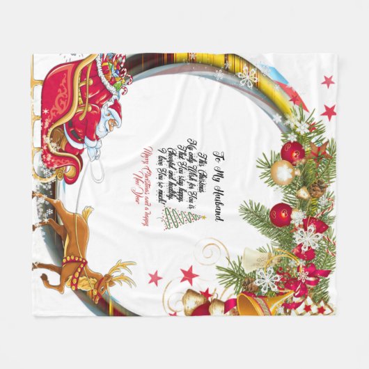 Couverture Polaire À mon mari Joyeux Noël (Devant (Horizontal))