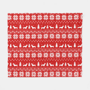 Couverture Polaire À poils durs Dachshund Silhouettes Motif de Noël