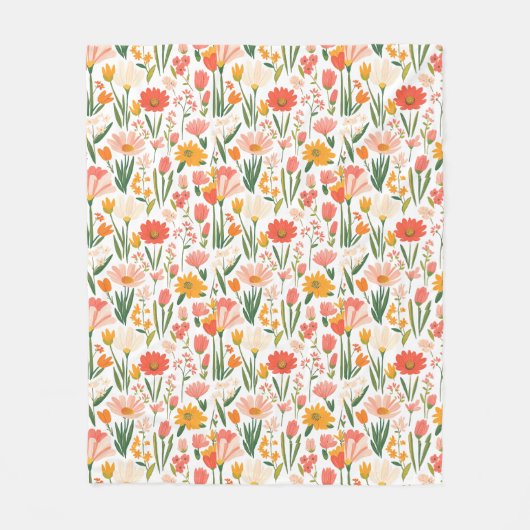 Couverture Polaire A seamless pattern of spring flowers (Devant)