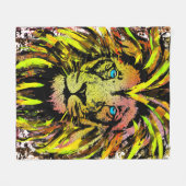 Couverture polaire à tête de lion jaune - Lion fac (Devant (Horizontal))