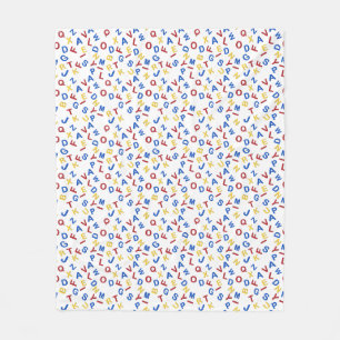 Couverture Polaire ABC Alphabet rouge jaune bleu