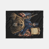 Couverture Polaire Abe Lincoln à cheval sur un ours avec déclaration (Devant (Horizontal))