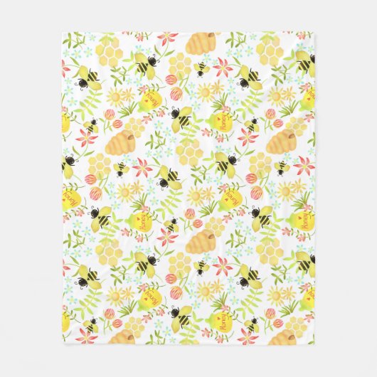 Couverture Polaire Abeille de miel violet (Devant)