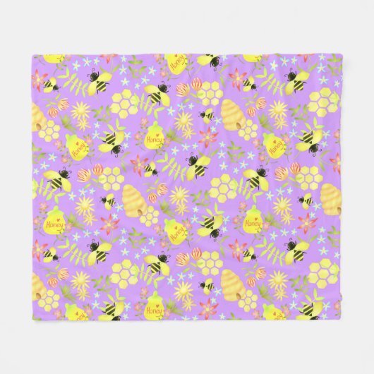 Couverture Polaire Abeille de miel violet (Devant (Horizontal))