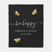 Couverture Polaire Abeille joyeux noir mignon abeilles couple mariage (Devant)