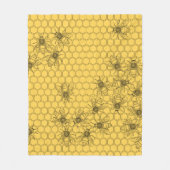 Couverture Polaire Abeilles de miel jaune et peignes de miel (Devant)