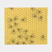 Couverture Polaire Abeilles de miel jaune et peignes de miel (Devant (Horizontal))