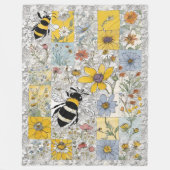 Couverture Polaire Abeilles et Fleur sauvage Vintage (Devant)