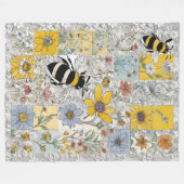 Couverture Polaire Abeilles et Fleur sauvage Vintage (Devant (Horizontal))