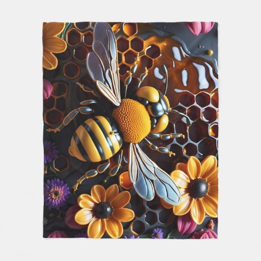 Couverture Polaire abeilles et fleurs (Devant)