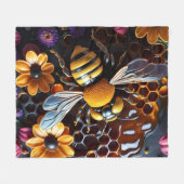 Couverture Polaire abeilles et fleurs (Devant (Horizontal))