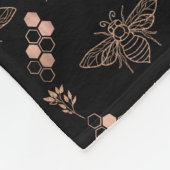 Couverture Polaire Abeilles et ruches dorées en noir (Coin)