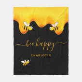 Couverture Polaire Abeilles noires joyeux bosse abeilles doux miel mo (Devant)