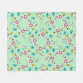 Couverture Polaire Abeilles, oiseaux et fleurs vert motif (Devant (Horizontal))