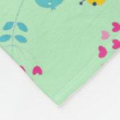 Couverture Polaire Abeilles, oiseaux et fleurs vert motif (Coin)
