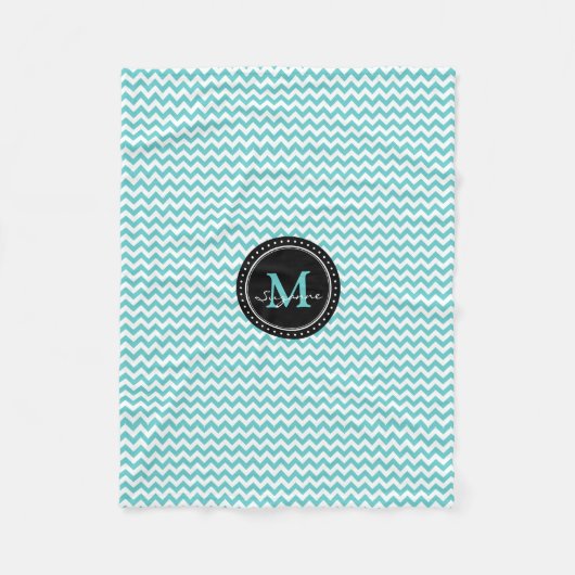 Couverture Polaire Abrégé sur Chevron blanc d'Aqua de monogramme (Devant)