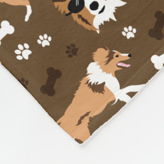 Couverture Polaire Abris Shetland Sheepdog Chiens mignons Pawprint Fu (Coin)