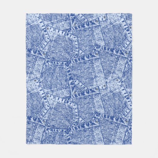 Couverture Polaire Abstract Denim Pockets Patchwork Seamless Pattern (Devant)