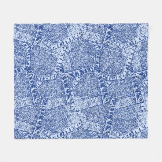 Couverture Polaire Abstract Denim Pockets Patchwork Seamless Pattern  (Devant (Horizontal))