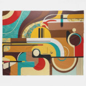 Couverture Polaire Abstract Retro Art | Yellow & Brown Design (Devant (Horizontal))