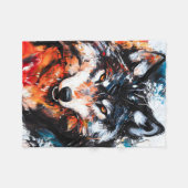 Couverture Polaire Abstract Wild Spirit Wolf (Devant (Horizontal))