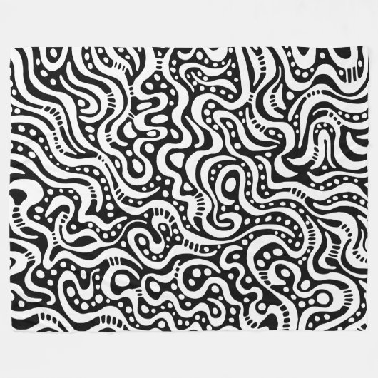 Couverture Polaire Abstrait 041211 - Blanc sur noir (Devant (Horizontal))