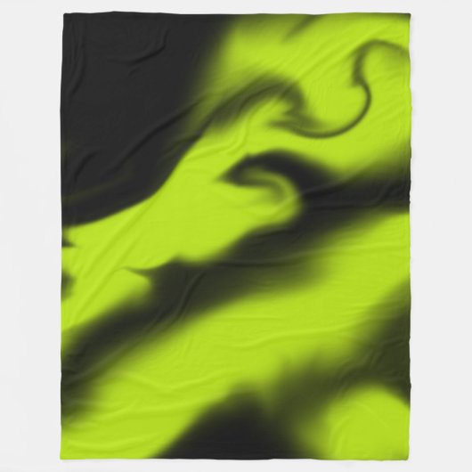 Couverture Polaire Abstrait 3 en noir et vert citron (Devant)