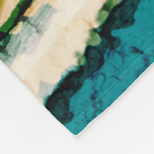 Couverture Polaire Abstrait Agate Bleu Vert Orange (Coin)