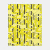 Couverture Polaire Abstrait art moderne rayé jaune blanc noir dec (Devant)