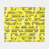 Couverture Polaire Abstrait art moderne rayé jaune blanc noir dec (Devant (Horizontal))
