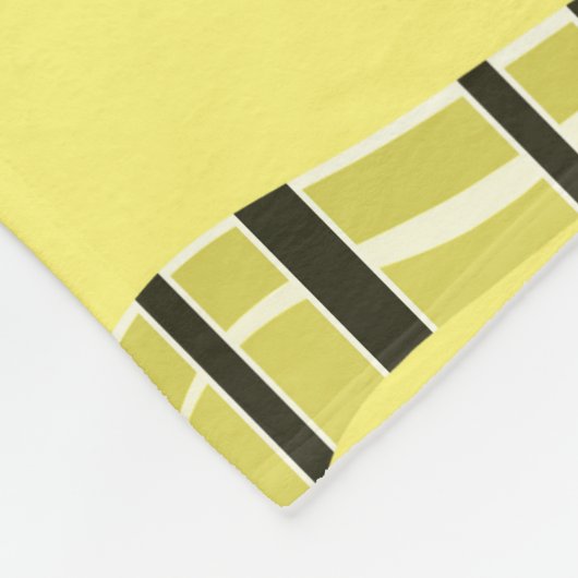 Couverture Polaire Abstrait art moderne rayé jaune blanc noir dec (Coin)