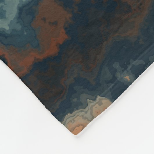 Couverture Polaire Abstrait bleu et rouille (Coin)