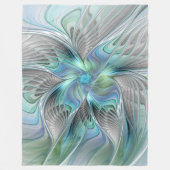 Couverture Polaire Abstrait Bleu Vert Papillon Imaginaire Fractal Art (Devant)