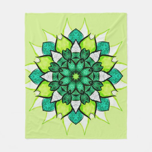 Couverture Polaire Abstrait Boho Floral Mandala (Devant)