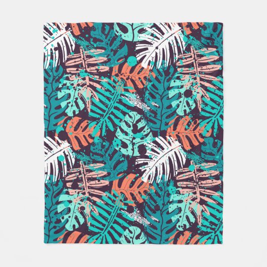 Couverture Polaire Abstrait  feuille tropical motif. Créatif (Devant)