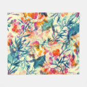 Couverture Polaire Abstrait fleuri : herbes, fleurs motif. (Devant (Horizontal))