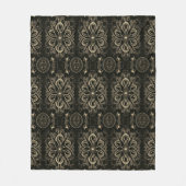 Couverture Polaire Abstrait Floral Noir Et Or (Devant)