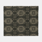 Couverture Polaire Abstrait Floral Noir Et Or (Devant (Horizontal))