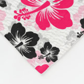 Couverture Polaire Abstrait Floral Rouge Noir Blanc (Coin)