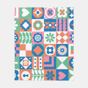 Couverture Polaire Abstrait Floral Scandinavian Folk Motif