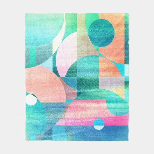 Couverture Polaire Abstrait géométrique brillant et coloré (Devant)