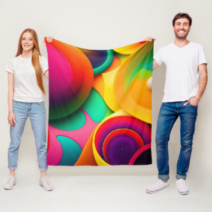 Couverture Polaire Abstrait géométrique moderne coloré bulles 3D