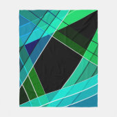 Couverture Polaire Abstrait, géométrique, vert, bleu, noir (Devant)