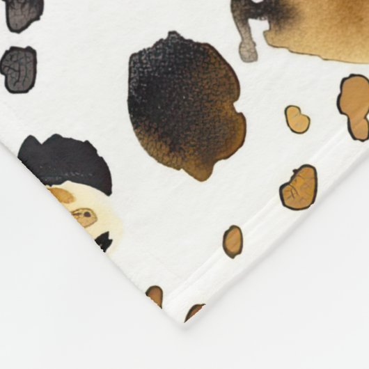 Couverture Polaire Abstrait Léopard Noir Blanc Or (Coin)