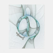 Couverture Polaire Abstrait moderne Fractal Blue Turquoise Grey Nom (Devant)