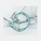 Couverture Polaire Abstrait moderne Fractal Blue Turquoise Grey Nom (Devant (Horizontal))