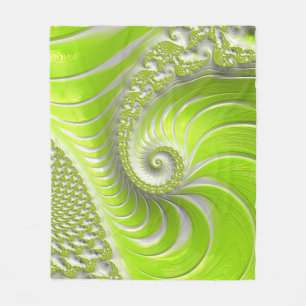 Couverture Polaire Abstrait Moderne Lime Green Spiral Fractal