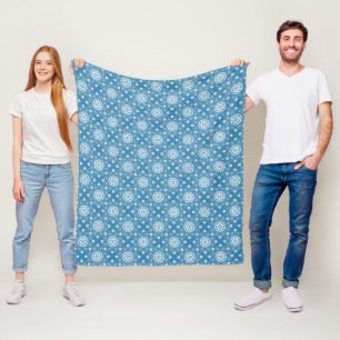 Couverture Polaire Abstrait motif floral ouvert en col bleu clair